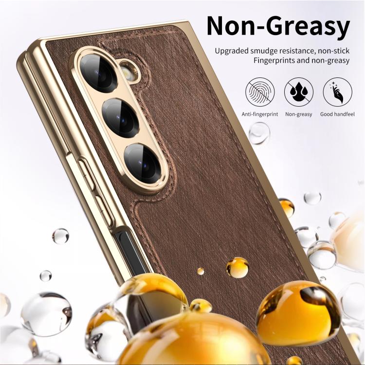 For Samsung Galaxy Z Fold6 Integrated Gold Wire Silver Brocade Plating Phone Case