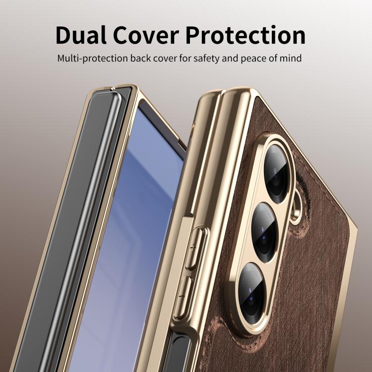 For Samsung Galaxy Z Fold6 Integrated Gold Wire Silver Brocade Plating Phone Case