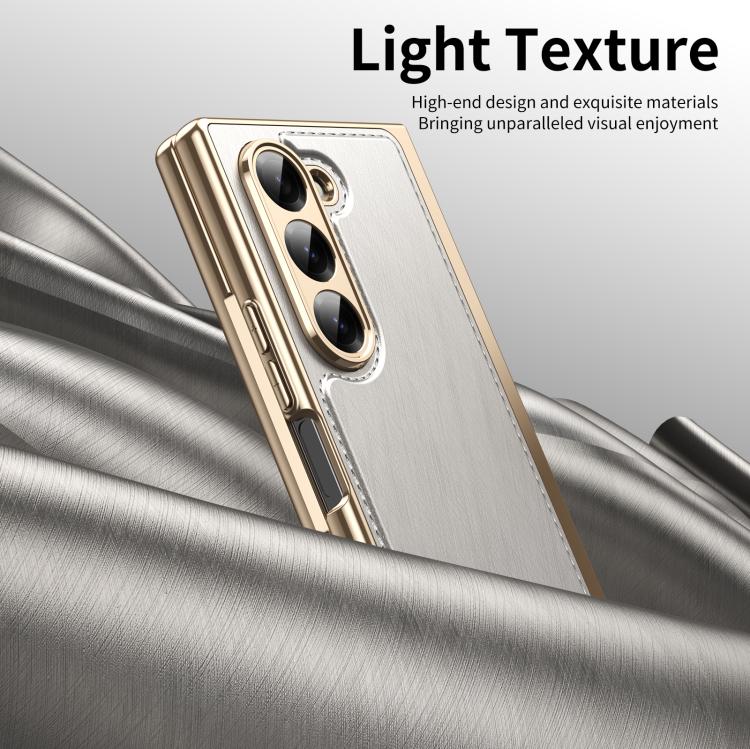 For Samsung Galaxy Z Fold6 Integrated Gold Wire Silver Brocade Plating Phone Case