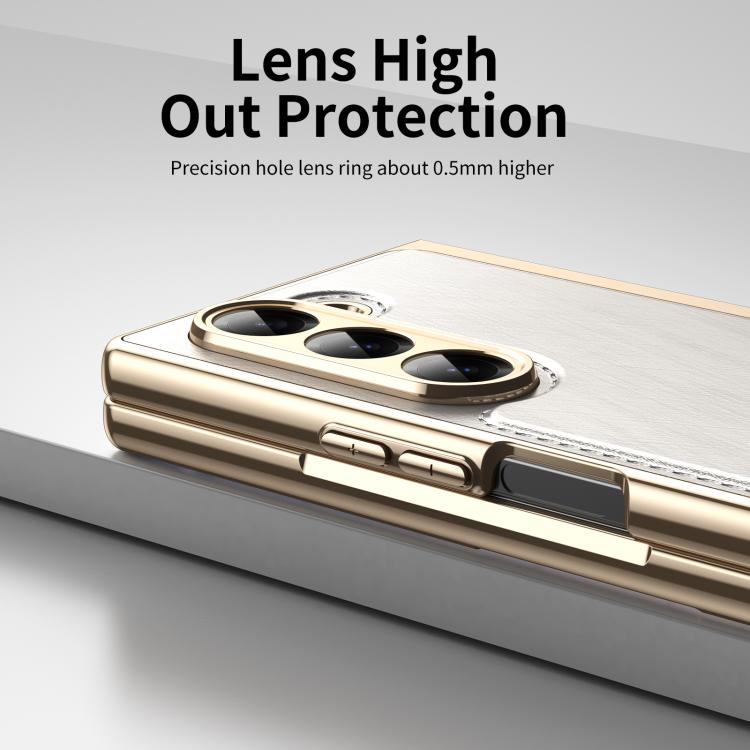 For Samsung Galaxy Z Fold6 Integrated Gold Wire Silver Brocade Plating Phone Case