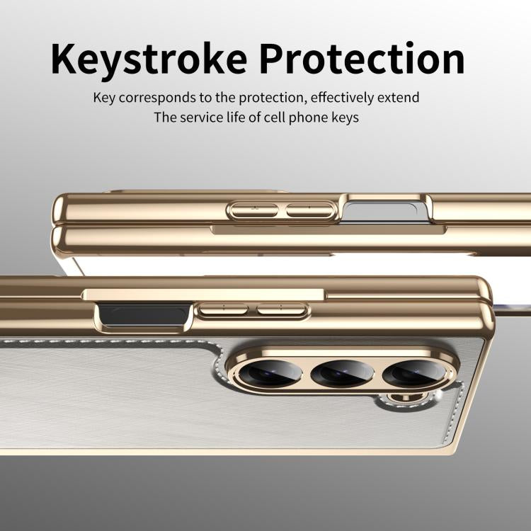 For Samsung Galaxy Z Fold6 Integrated Gold Wire Silver Brocade Plating Phone Case