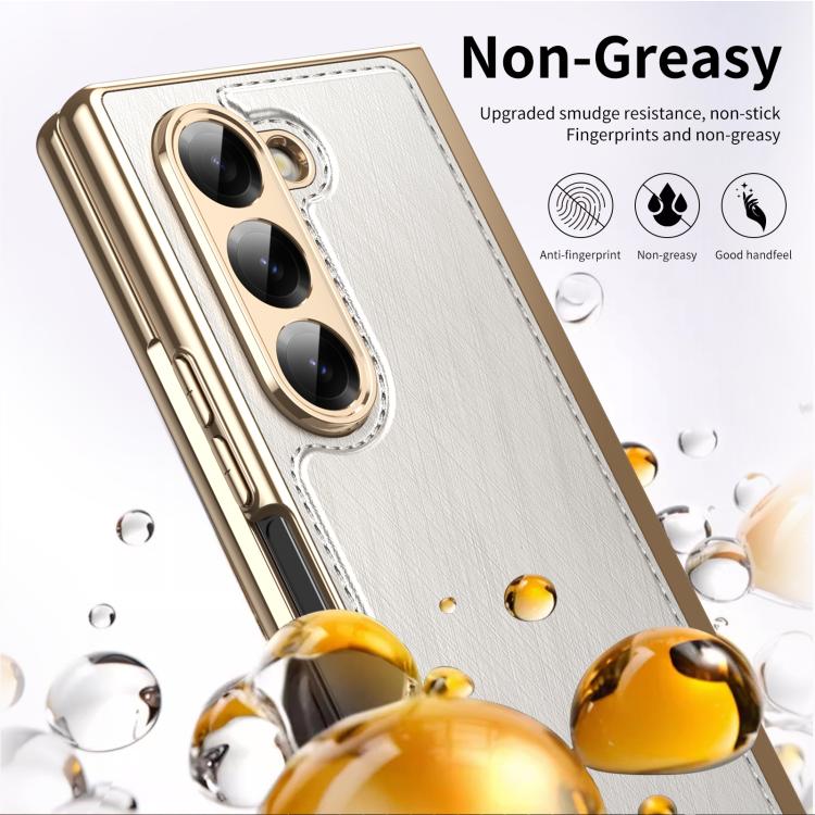 For Samsung Galaxy Z Fold6 Integrated Gold Wire Silver Brocade Plating Phone Case