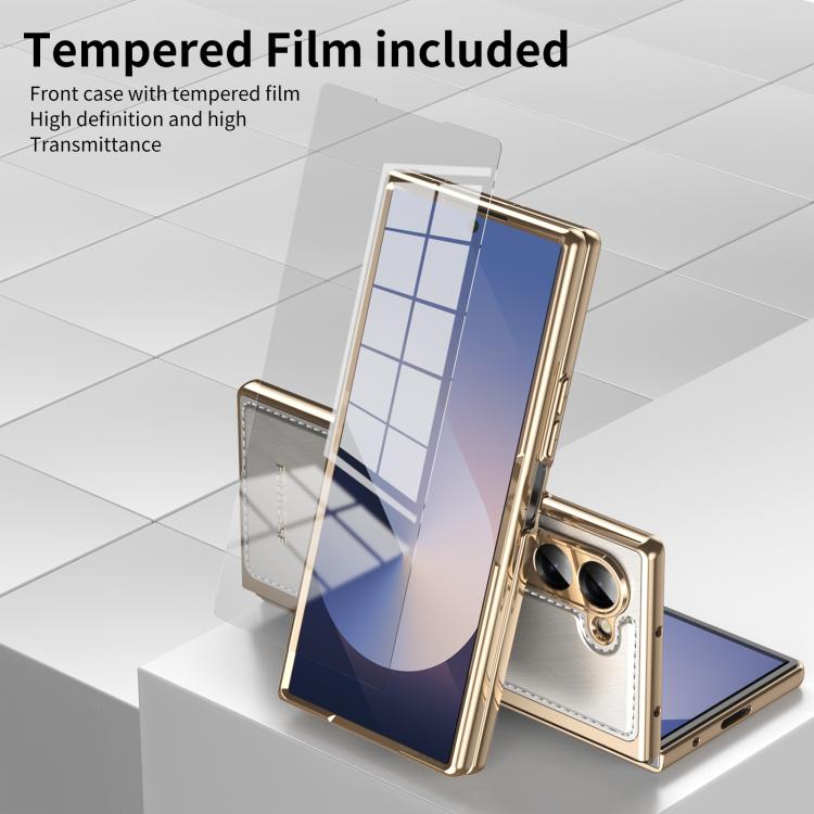 For Samsung Galaxy Z Fold6 Integrated Gold Wire Silver Brocade Plating Phone Case