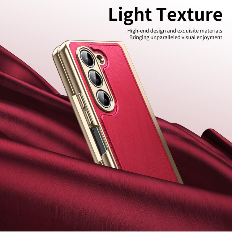 For Samsung Galaxy Z Fold5 Integrated Gold Wire Silver Brocade Plating Phone Case
