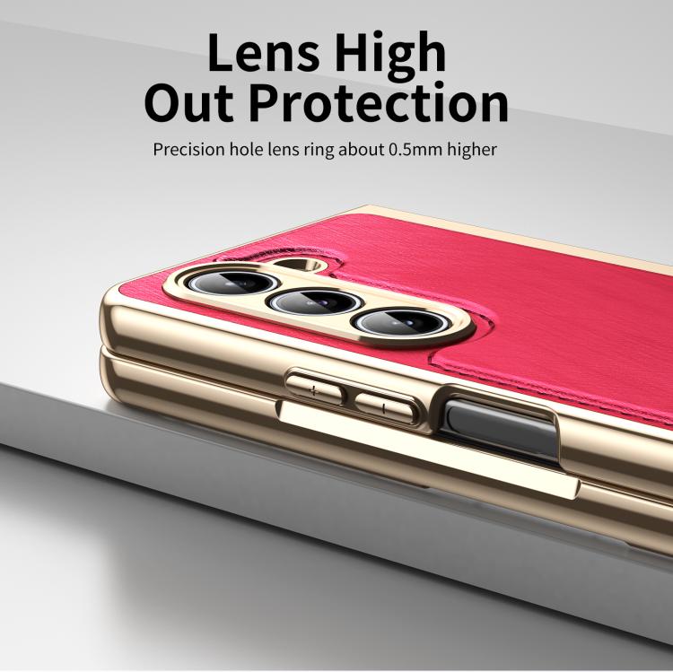 For Samsung Galaxy Z Fold5 Integrated Gold Wire Silver Brocade Plating Phone Case
