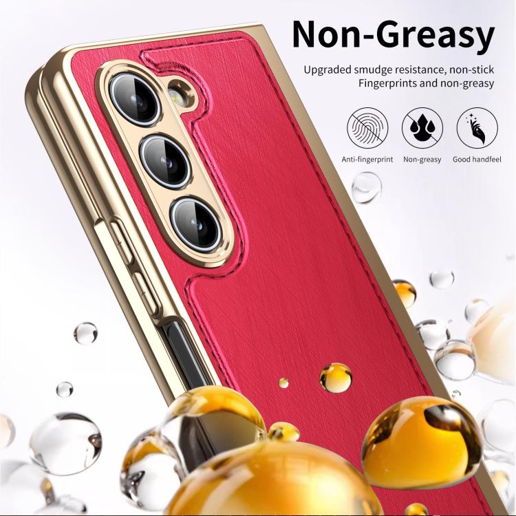 For Samsung Galaxy Z Fold5 Integrated Gold Wire Silver Brocade Plating Phone Case