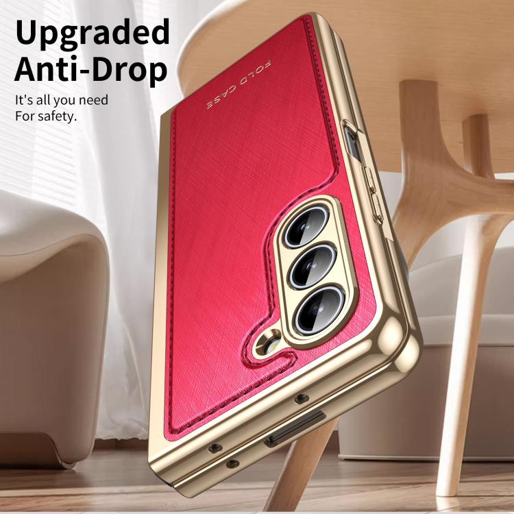 For Samsung Galaxy Z Fold5 Integrated Gold Wire Silver Brocade Plating Phone Case