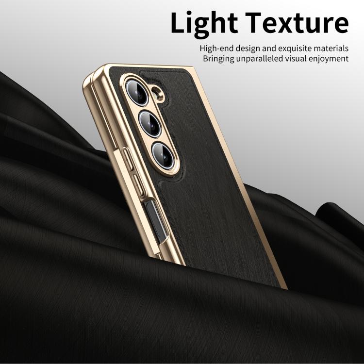 For Samsung Galaxy Z Fold5 Integrated Gold Wire Silver Brocade Plating Phone Case