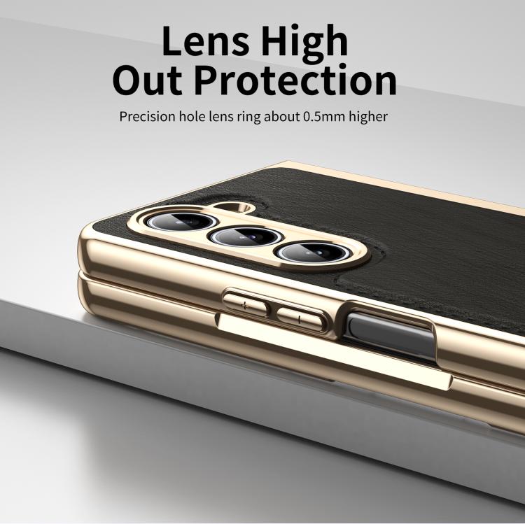 For Samsung Galaxy Z Fold5 Integrated Gold Wire Silver Brocade Plating Phone Case