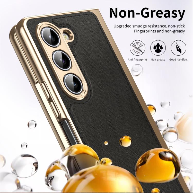 For Samsung Galaxy Z Fold5 Integrated Gold Wire Silver Brocade Plating Phone Case
