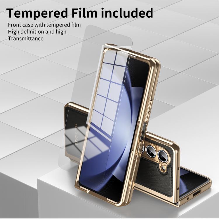 For Samsung Galaxy Z Fold5 Integrated Gold Wire Silver Brocade Plating Phone Case