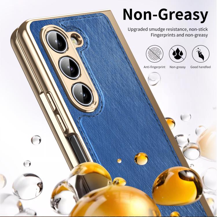 For Samsung Galaxy Z Fold5 Integrated Gold Wire Silver Brocade Plating Phone Case
