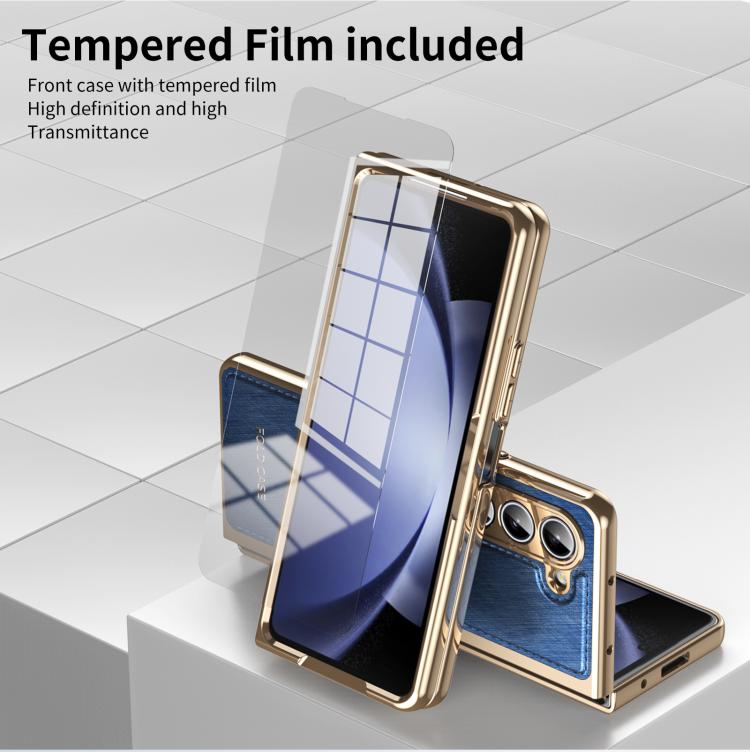 For Samsung Galaxy Z Fold5 Integrated Gold Wire Silver Brocade Plating Phone Case