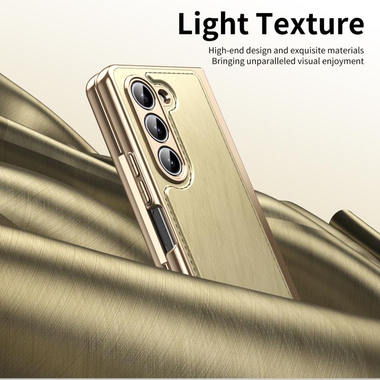 For Samsung Galaxy Z Fold5 Integrated Gold Wire Silver Brocade Plating Phone Case