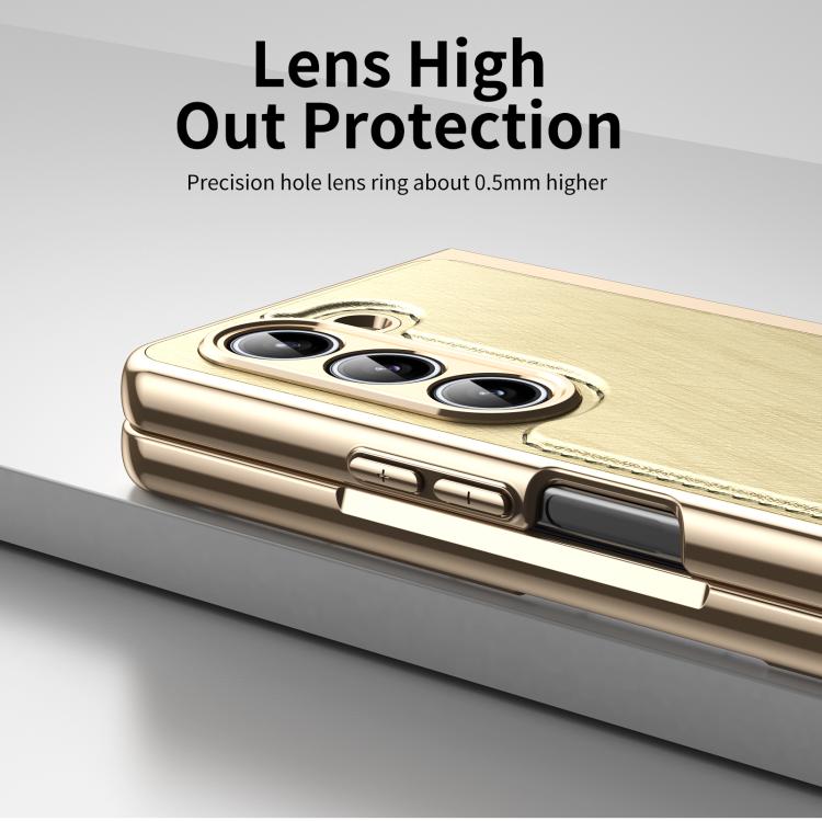 For Samsung Galaxy Z Fold5 Integrated Gold Wire Silver Brocade Plating Phone Case