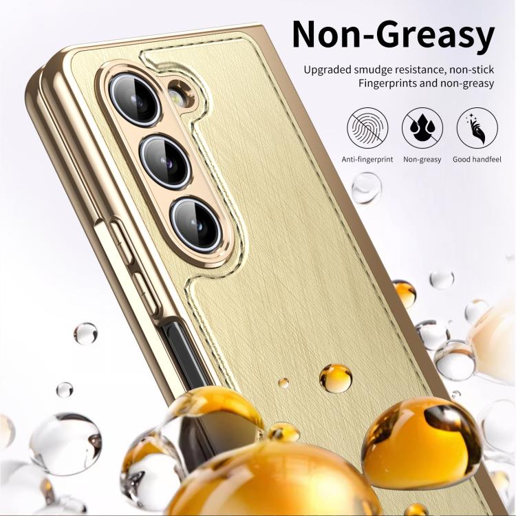For Samsung Galaxy Z Fold5 Integrated Gold Wire Silver Brocade Plating Phone Case