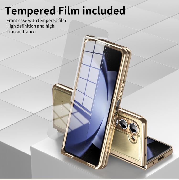 For Samsung Galaxy Z Fold5 Integrated Gold Wire Silver Brocade Plating Phone Case