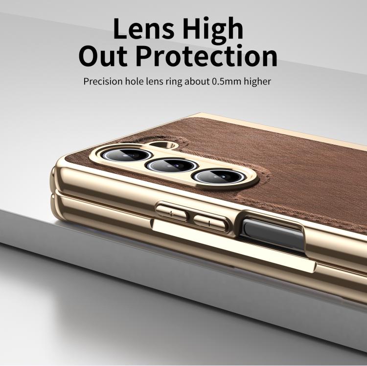 For Samsung Galaxy Z Fold5 Integrated Gold Wire Silver Brocade Plating Phone Case