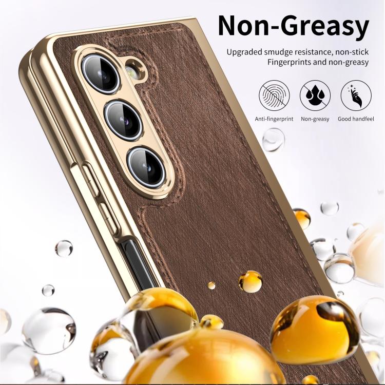For Samsung Galaxy Z Fold5 Integrated Gold Wire Silver Brocade Plating Phone Case