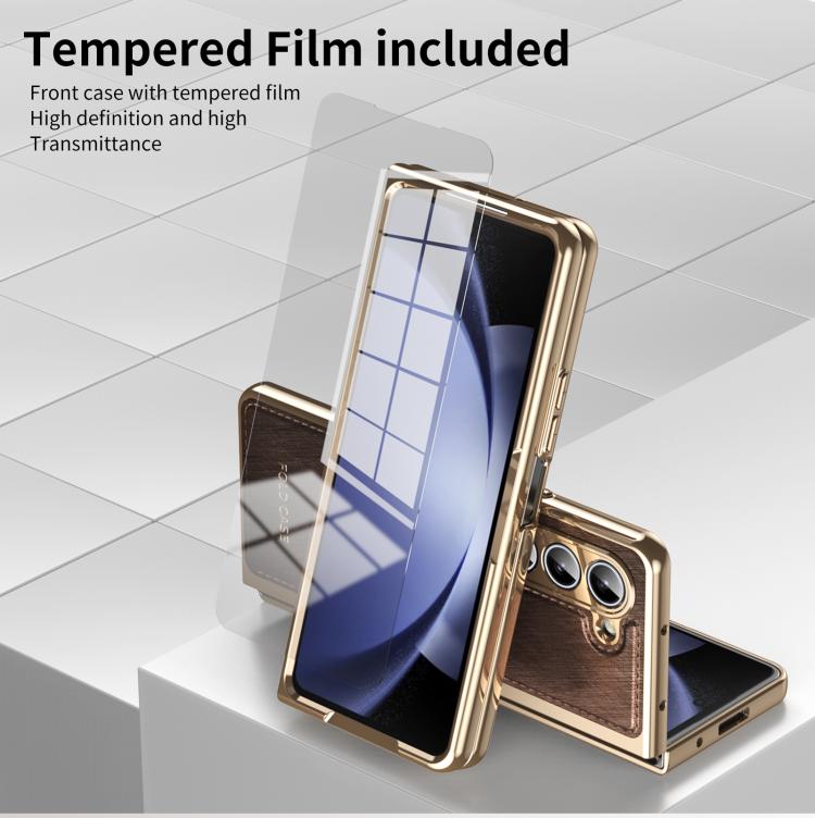 For Samsung Galaxy Z Fold5 Integrated Gold Wire Silver Brocade Plating Phone Case