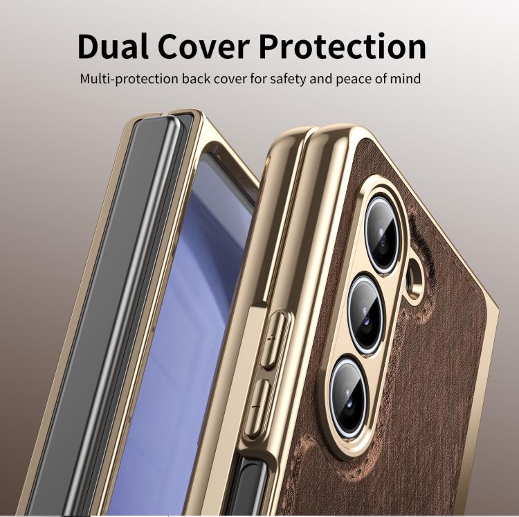 For Samsung Galaxy Z Fold5 Integrated Gold Wire Silver Brocade Plating Phone Case