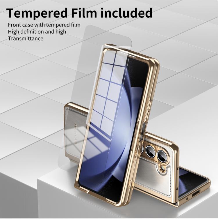 For Samsung Galaxy Z Fold5 Integrated Gold Wire Silver Brocade Plating Phone Case