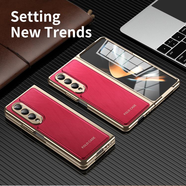 For Samsung Galaxy Z Fold4 Integrated Gold Wire Silver Brocade Plating Phone Case