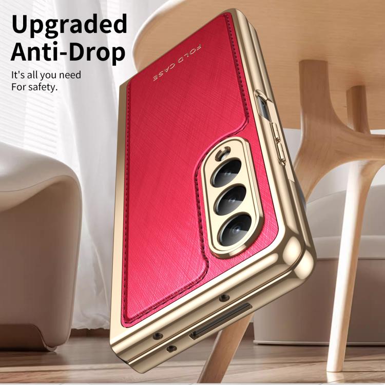 For Samsung Galaxy Z Fold4 Integrated Gold Wire Silver Brocade Plating Phone Case