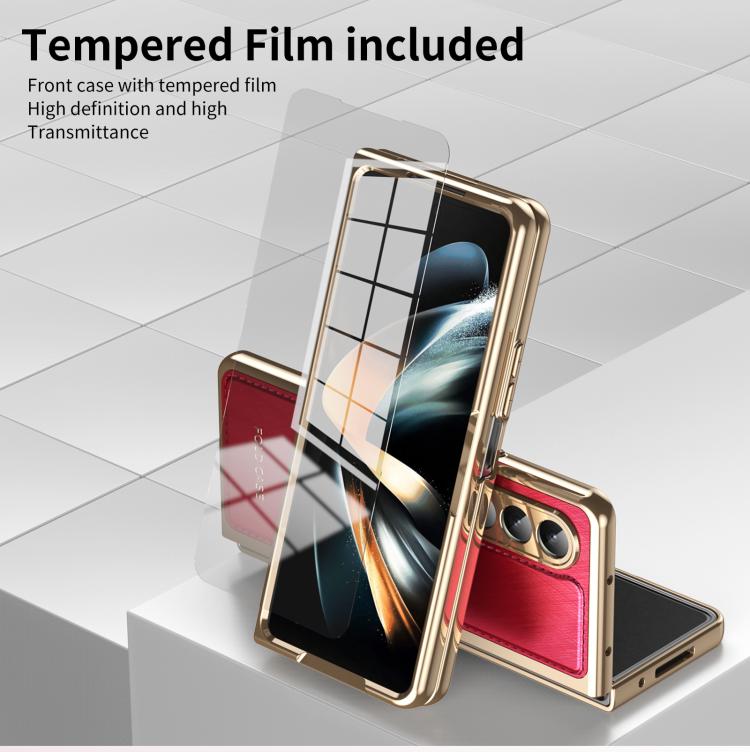 For Samsung Galaxy Z Fold4 Integrated Gold Wire Silver Brocade Plating Phone Case