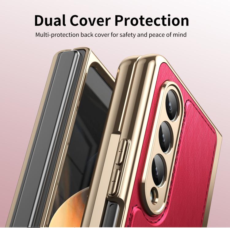 For Samsung Galaxy Z Fold4 Integrated Gold Wire Silver Brocade Plating Phone Case