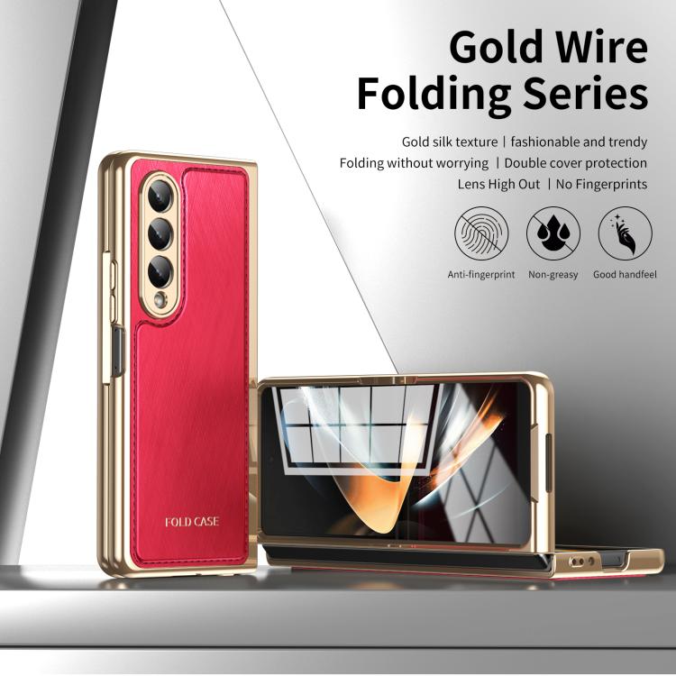 For Samsung Galaxy Z Fold4 Integrated Gold Wire Silver Brocade Plating Phone Case