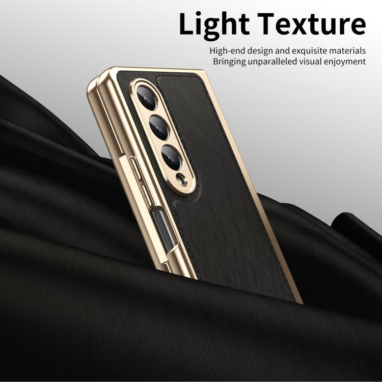 For Samsung Galaxy Z Fold4 Integrated Gold Wire Silver Brocade Plating Phone Case