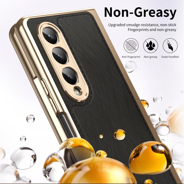 For Samsung Galaxy Z Fold4 Integrated Gold Wire Silver Brocade Plating Phone Case
