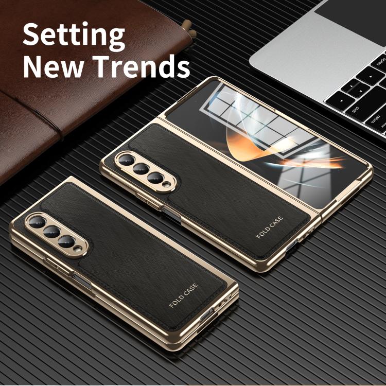 For Samsung Galaxy Z Fold4 Integrated Gold Wire Silver Brocade Plating Phone Case