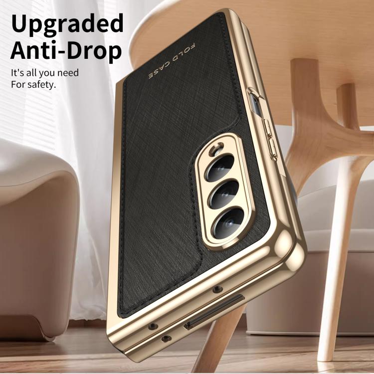 For Samsung Galaxy Z Fold4 Integrated Gold Wire Silver Brocade Plating Phone Case