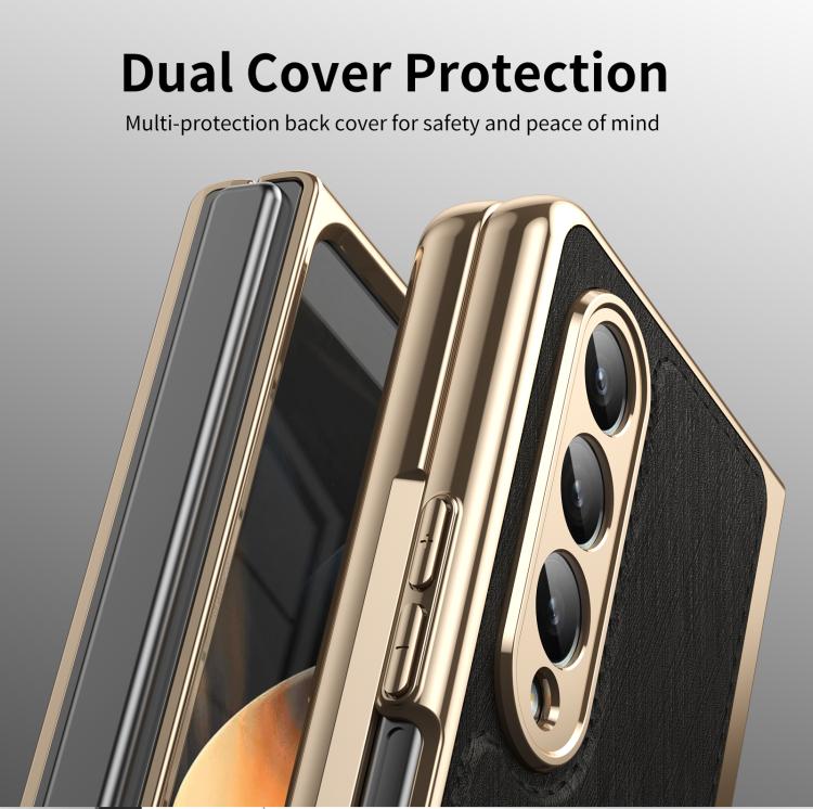 For Samsung Galaxy Z Fold4 Integrated Gold Wire Silver Brocade Plating Phone Case