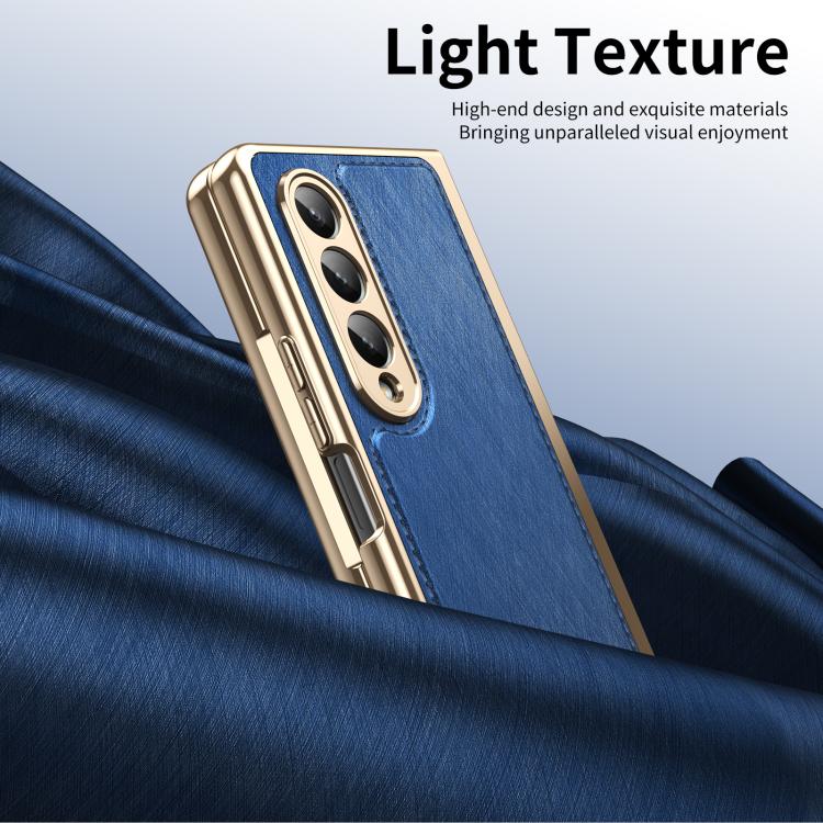 For Samsung Galaxy Z Fold4 Integrated Gold Wire Silver Brocade Plating Phone Case