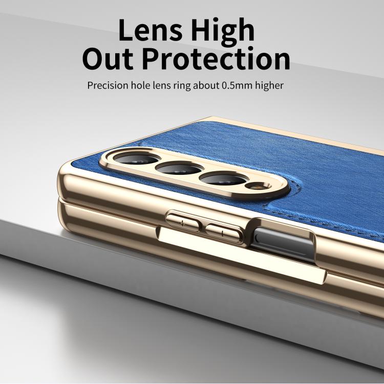 For Samsung Galaxy Z Fold4 Integrated Gold Wire Silver Brocade Plating Phone Case