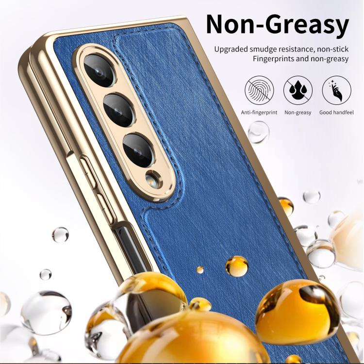 For Samsung Galaxy Z Fold4 Integrated Gold Wire Silver Brocade Plating Phone Case