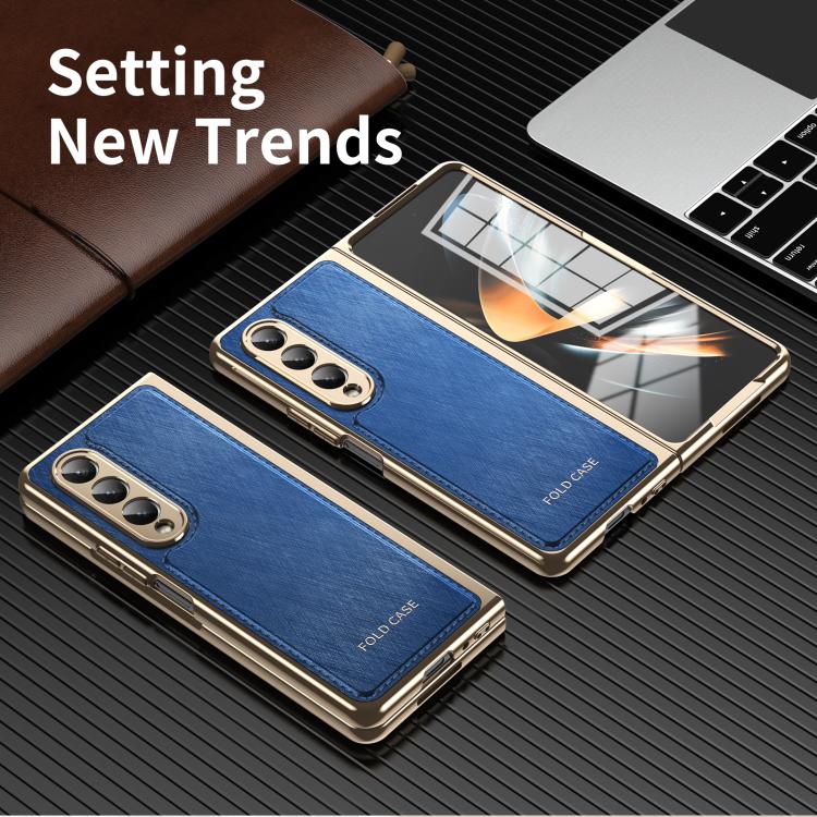 For Samsung Galaxy Z Fold4 Integrated Gold Wire Silver Brocade Plating Phone Case