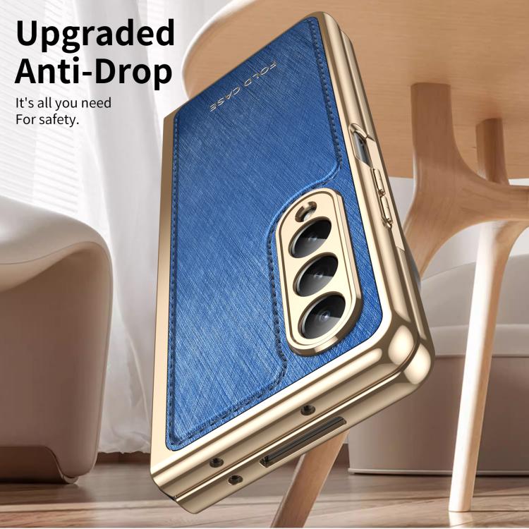 For Samsung Galaxy Z Fold4 Integrated Gold Wire Silver Brocade Plating Phone Case