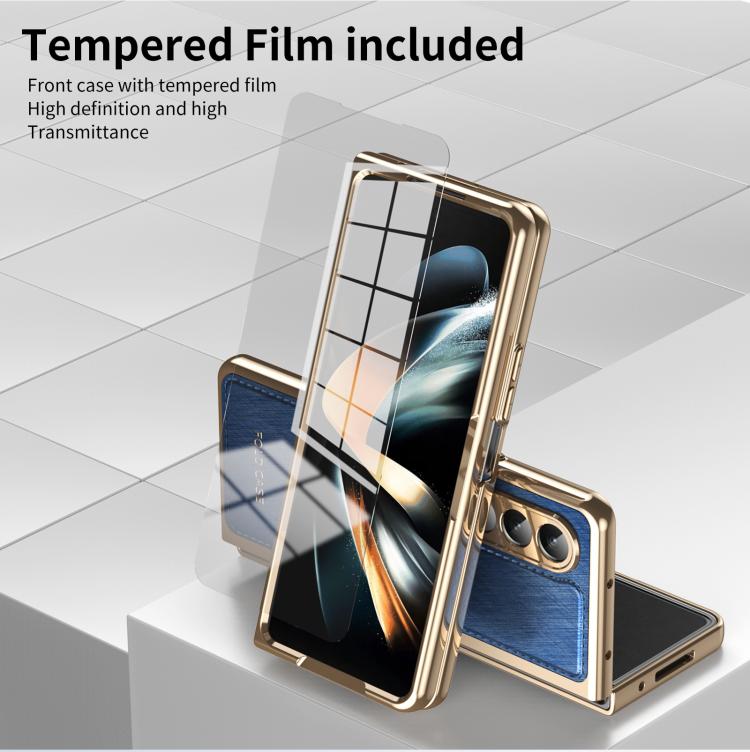 For Samsung Galaxy Z Fold4 Integrated Gold Wire Silver Brocade Plating Phone Case