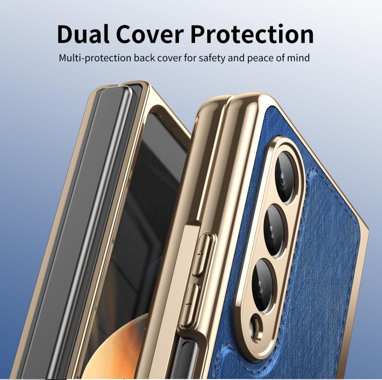For Samsung Galaxy Z Fold4 Integrated Gold Wire Silver Brocade Plating Phone Case