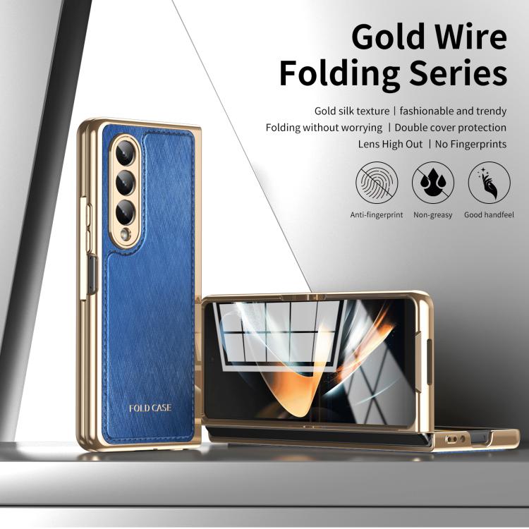 For Samsung Galaxy Z Fold4 Integrated Gold Wire Silver Brocade Plating Phone Case