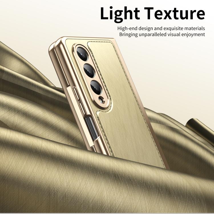 For Samsung Galaxy Z Fold4 Integrated Gold Wire Silver Brocade Plating Phone Case