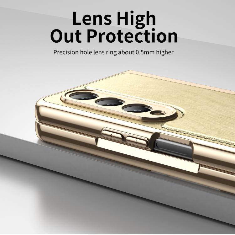 For Samsung Galaxy Z Fold4 Integrated Gold Wire Silver Brocade Plating Phone Case