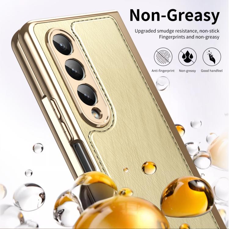 For Samsung Galaxy Z Fold4 Integrated Gold Wire Silver Brocade Plating Phone Case