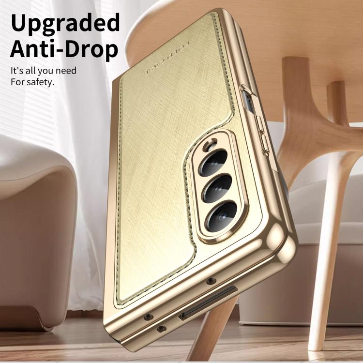 For Samsung Galaxy Z Fold4 Integrated Gold Wire Silver Brocade Plating Phone Case