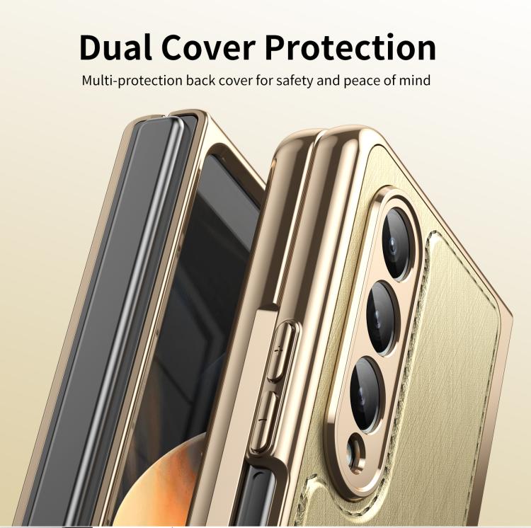 For Samsung Galaxy Z Fold4 Integrated Gold Wire Silver Brocade Plating Phone Case