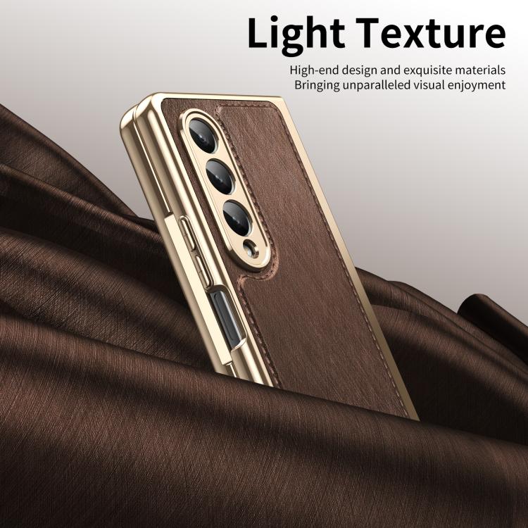 For Samsung Galaxy Z Fold4 Integrated Gold Wire Silver Brocade Plating Phone Case